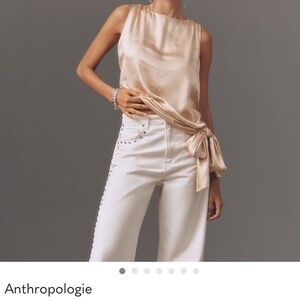 Anthropologie “Mare Mare” Gold Satin Tie Top